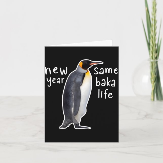 Tarjeta Año Nuevo Misma Vida de Baka Lindo Pingüino  (Anverso)