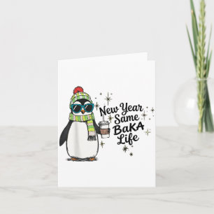 Tarjeta Año Nuevo Misma Vida de Baka Pingüino Meme Chiste