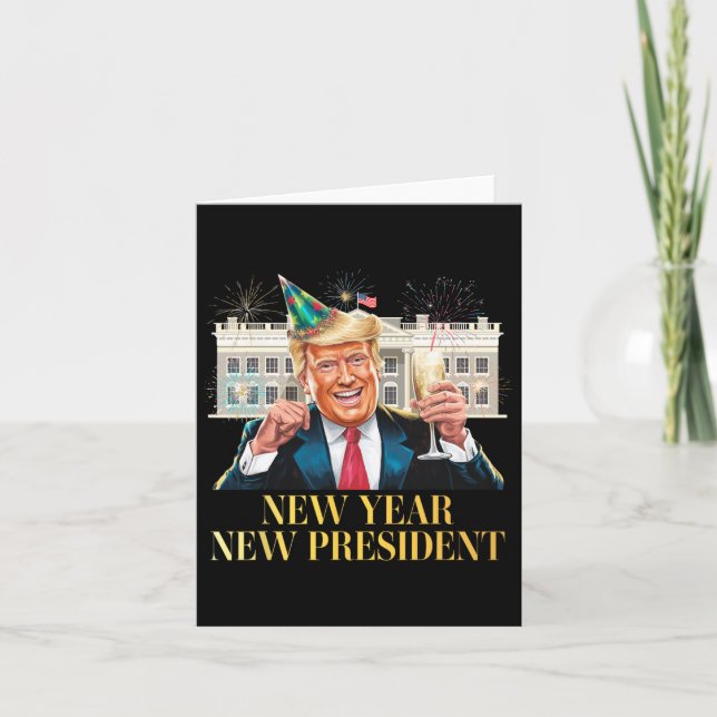 Tarjeta Año Nuevo Presidente Funny Trump Año Nuevo Eve P (Anverso)