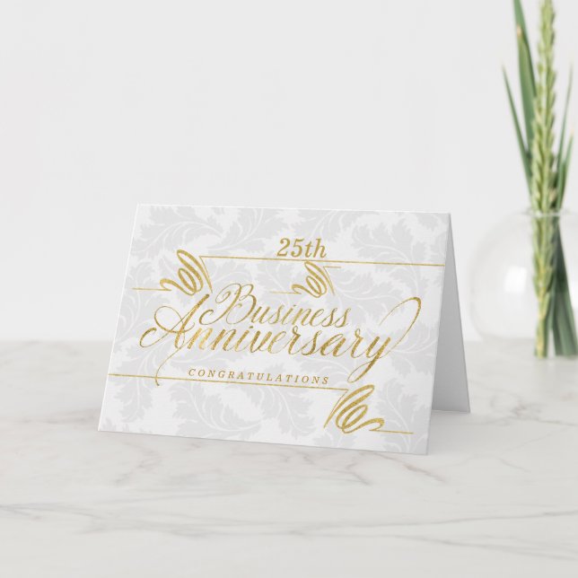 Tarjeta Año Personalizado de Aniversario de Negocios Elega (Anverso)