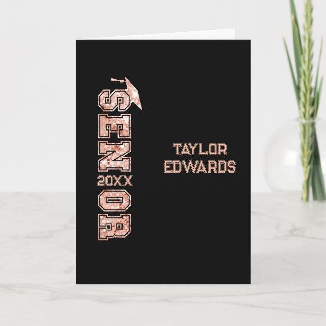 Tarjeta Año Purpurina de Grado de Grado de Fotografía de A (Anverso)