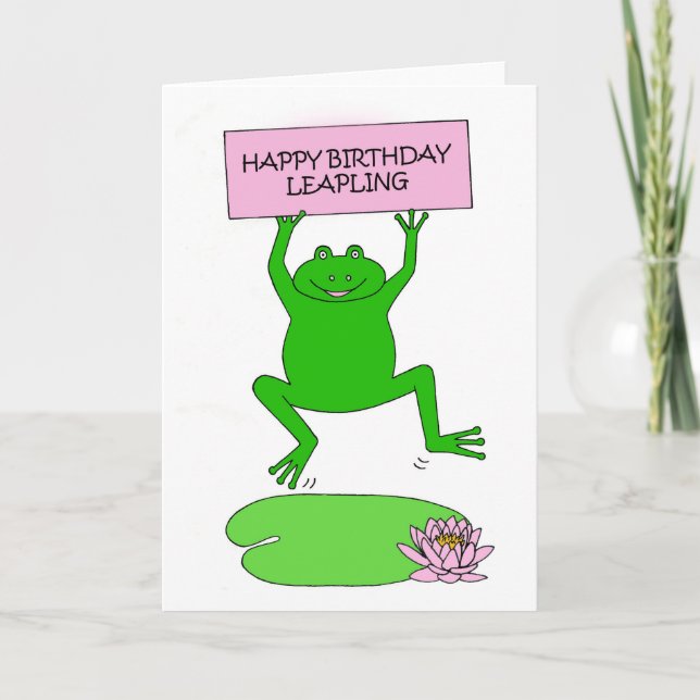 Tarjeta Año Salto Ataque de cumpleaños 29 de febrero (Anverso)