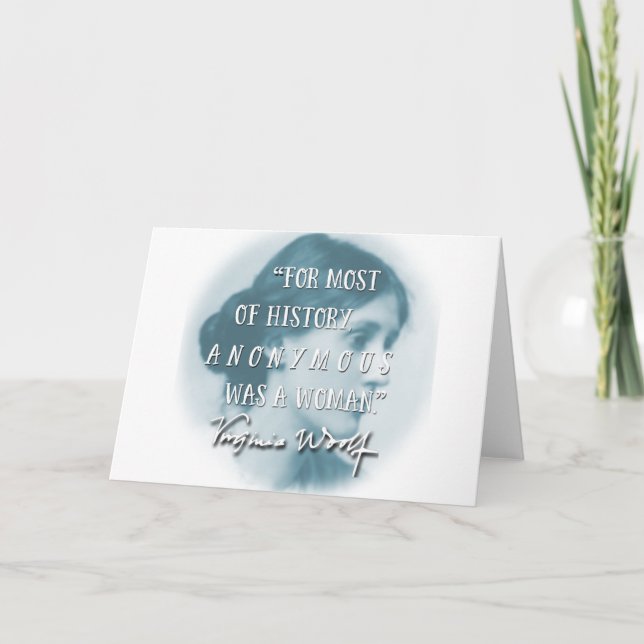 Tarjeta Anónimo era un azul de la cita de Virginia Woolf (Anverso)