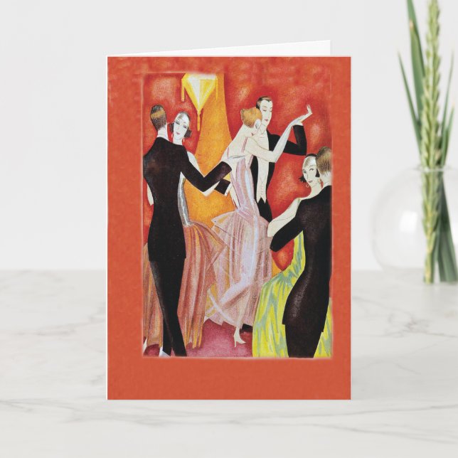 Tarjeta Años 20 del rugido que bailan pares (Anverso)