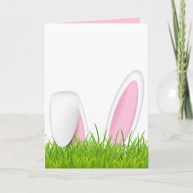 Tarjeta Años de conejito de Pascua en la hierba (Anverso)