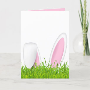 Tarjeta Años de conejito de Pascua en la hierba