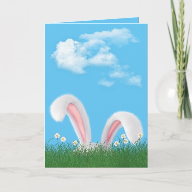 Tarjeta Años de conejo de Pascua con margaritas (Anverso)