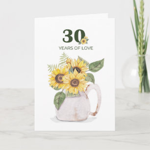 Tarjeta Años de Girasoles del 30 Aniversario Amor