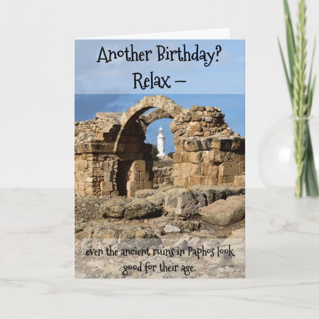 Tarjeta Another Birthday?  Card with Paphos ancient ruins (Anverso)