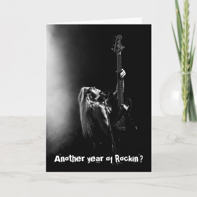 Tarjeta Another Year of Rockin' Bass Guitar Birthday Card (Anverso)