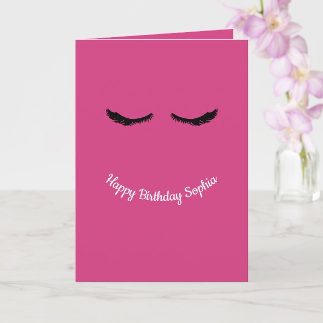 Tarjeta Anteojos rosados negros Glam Cumpleaños Personaliz (Orquídea)