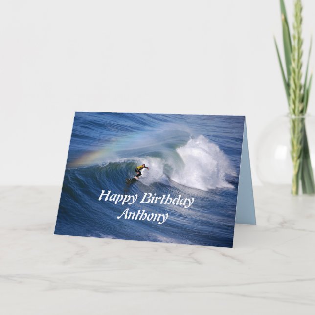 Tarjeta Anthony Feliz cumpleaños con arcoiris (Anverso)