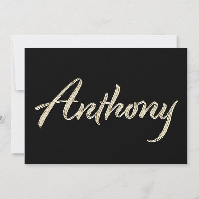 Tarjeta Anthony Name white gold Handwriting Karte (Anverso)