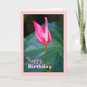 Tarjeta Anthurium rojo tropical de Maui, cumpleaños