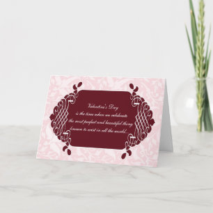Tarjeta anti-Valentine divertida y rosa de Damask