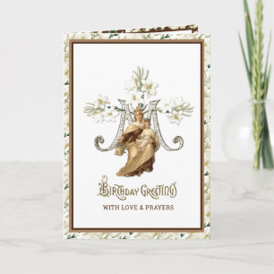 Tarjeta antigua católica Jesús Virgen María religi