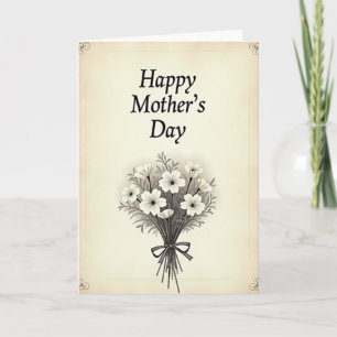 Tarjeta antigua de día de la madre con flores