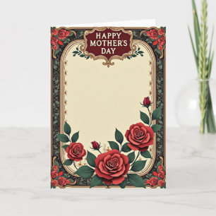 Tarjeta antigua de día de la madre floral