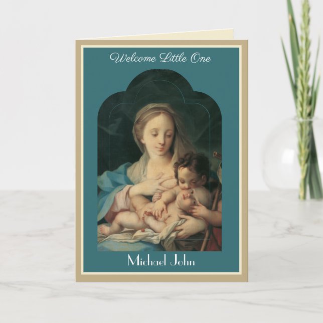 Tarjeta antigua de la Virgen María bebé religiosa (Anverso)