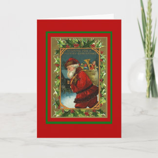 Tarjeta antigua de Navidad Feliz Navidad Santa
