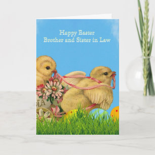 Tarjeta antigua de Pascua feliz para hermano cuñad