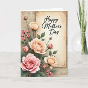 Tarjeta Antigüa de Rosas para el Día de la Madre