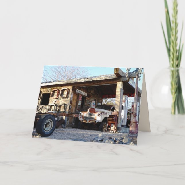 Tarjeta Antigua estación de gas de época, Henderson NV Bla (Anverso)