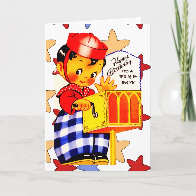 Tarjeta Antigüa Feliz Cumpleaños al Niño (Anverso)