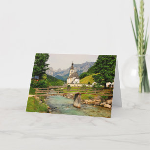 Tarjeta Antigua iglesia y puente en Baviera, Alemania