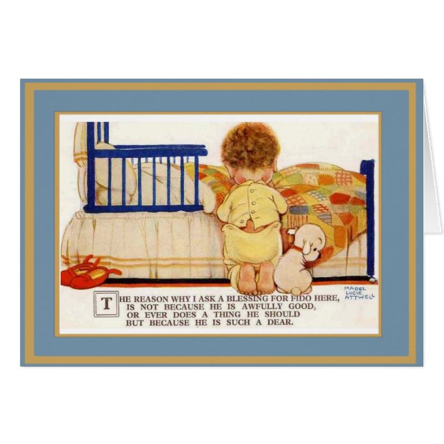 Tarjeta antigua niños perro (Anverso (Horizontal))