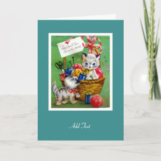 Tarjeta antigua Que te recuperes pronto Dos gatito