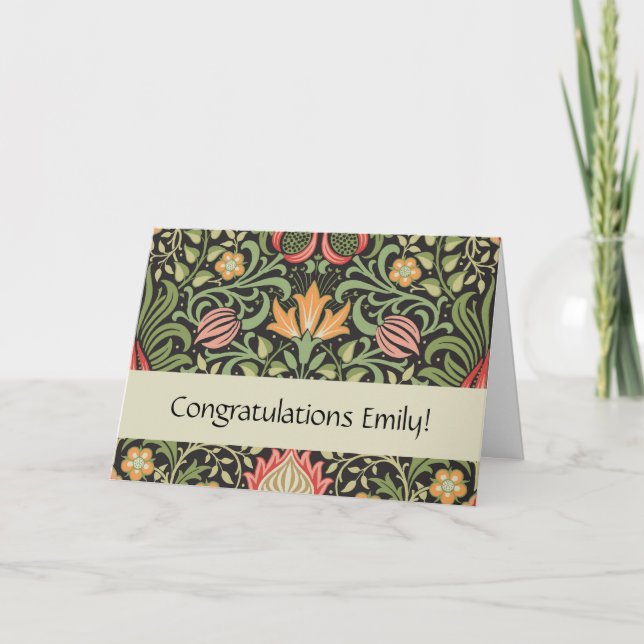 Tarjeta Antigüedad floral persa William Morris (Anverso)