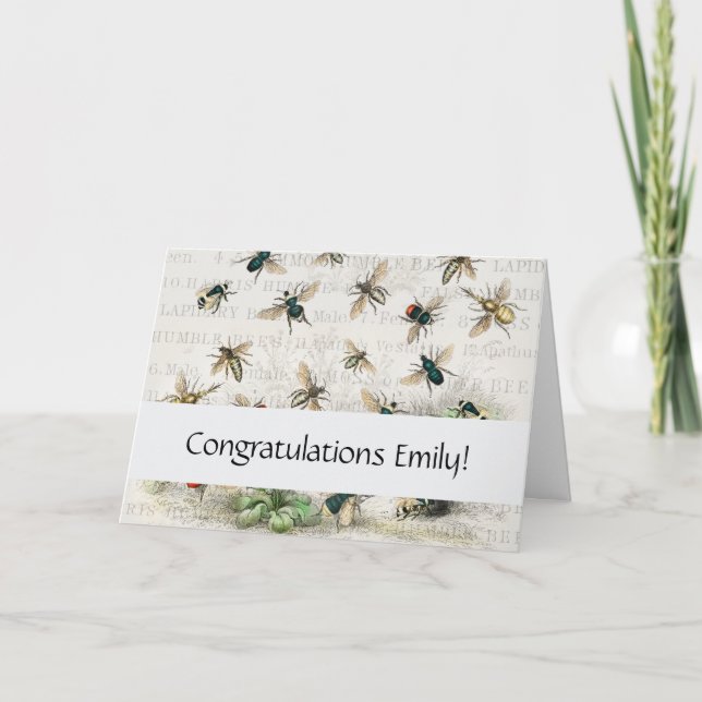 Tarjeta Antiguo bebe trabajador de la miel Reina abeja ven (Anverso)