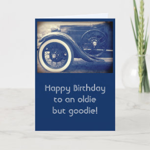 Tarjeta Antiguo Classic Car Blue Happy Birday
