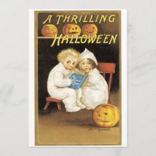 Tarjeta Antiguo Fashid Halloween Fantasma Historia Kids