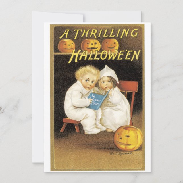 Tarjeta Antiguo Fashid Halloween Fantasma Historia Kids (Anverso)