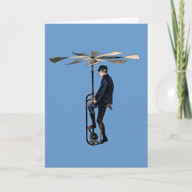 Tarjeta Antiguo Helicóptero Victoriano Volador Contrapunto (Anverso)