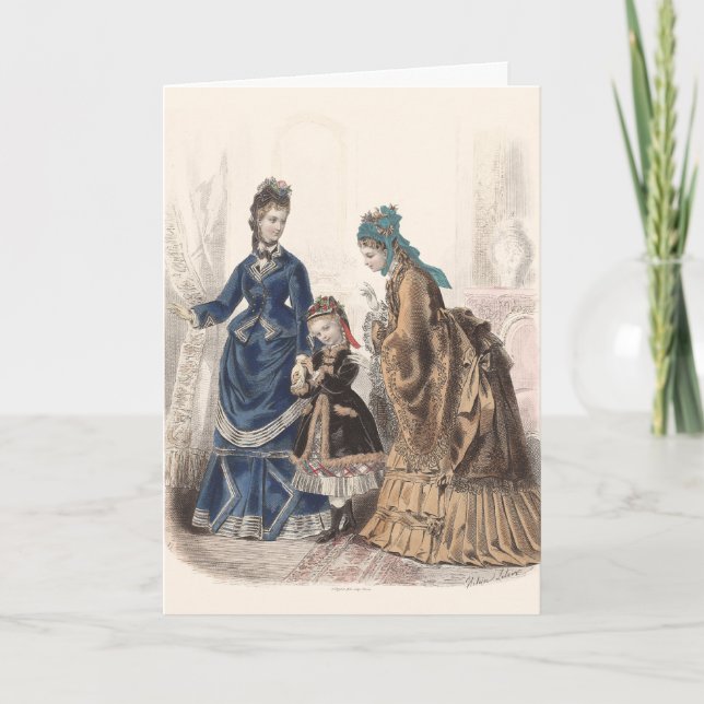 Tarjeta Antiguo Ilustracion francés de moda por Heloise Le (Anverso)