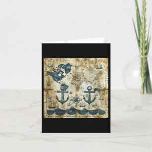 Tarjeta Antiguo pirata náutico vintage barco de vela Ancho