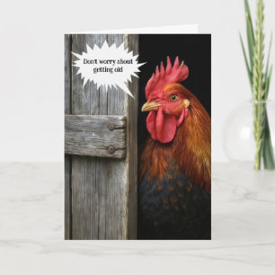 Tarjeta Antiguo Rooster Por Viejo Cumpleaños