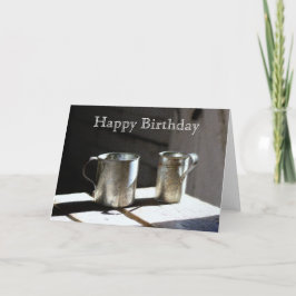 Tarjeta Antiguo Tin Cups Feliz cumpleaños