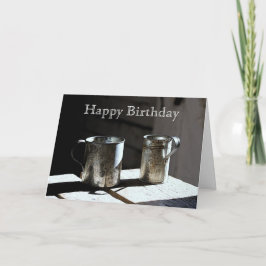 Tarjeta Antiguo Tin Cups Feliz cumpleaños