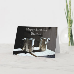 Tarjeta Antiguo Tin Cups Hermano Feliz Cumpleaños