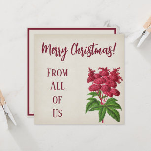 Tarjeta Antiguo Vintage Navidad Espiraea Roja Palmata