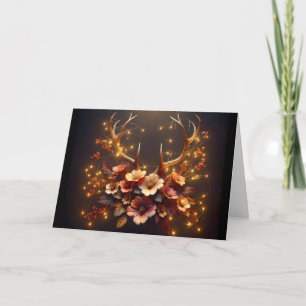 Tarjeta Antillas De Venado De Otoño Con Luces Bodas