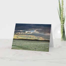 Tarjeta Antílope de Pronghorn con los molinoes de viento