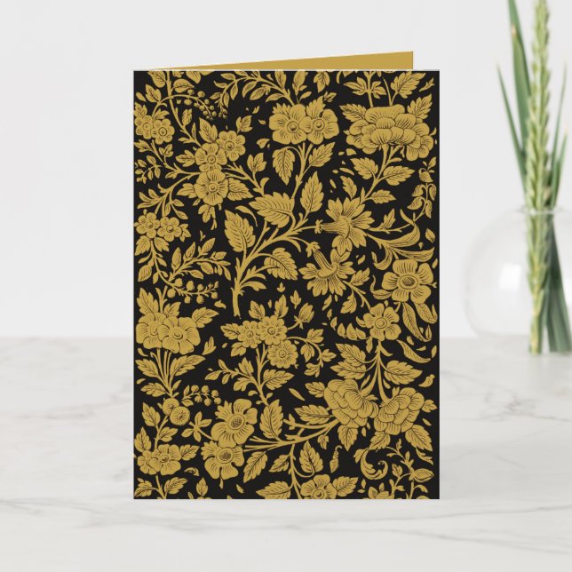 Tarjeta Antique Gold Floral Indian Lac-work Black Pattern (Anverso)