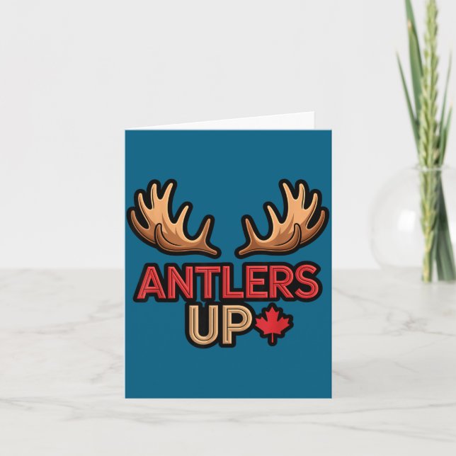 Tarjeta Antlers Up Canadian Pride Funny Canada Flag Moose  (Anverso)