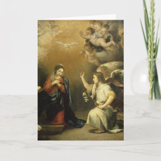 Tarjeta Anunciación María y Arcángel Gabriel Arte Refinado (Anverso)
