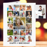 Tarjeta Any Age Birthday Photo Collage 22 Photos Custom<br><div class="desc">Celebrate a BIG birthday with BIG memories on a BIG photo collage greeting card! Personalize with 22 photos (21 on the front cover and 1 on the inside) and your custom text for greetings and well wishes as all text is editable throughout the card front to back. The sample is...</div>